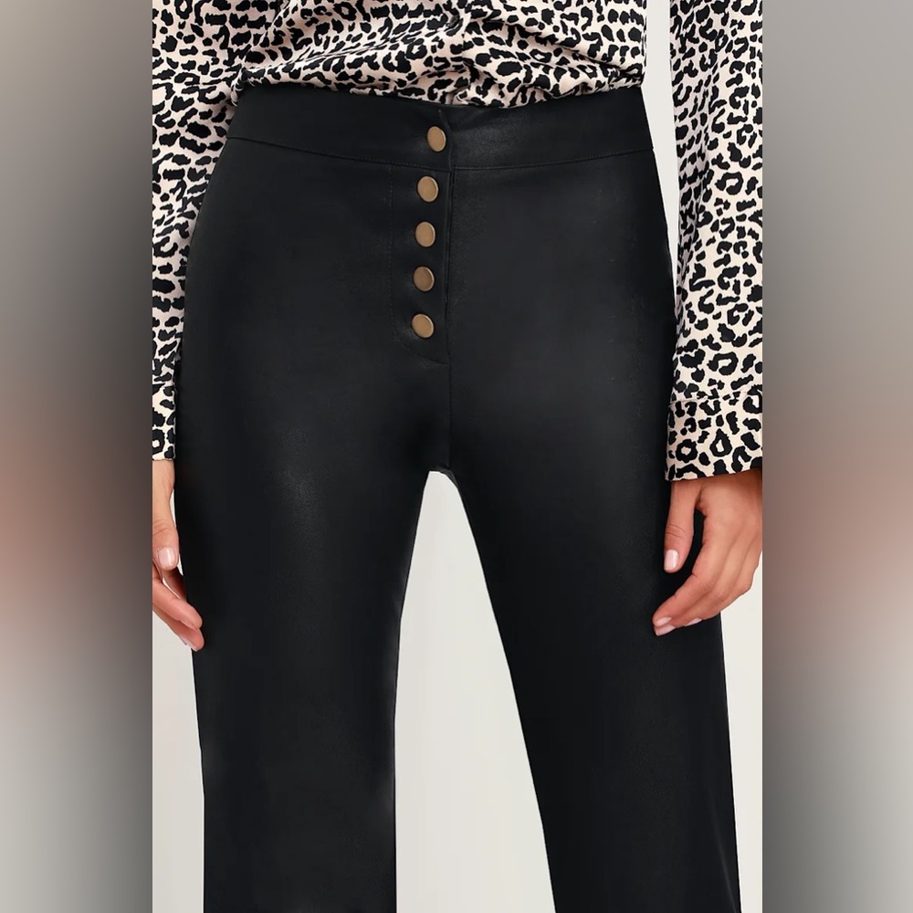 Olivaceous Lulu’s Faux Leather Flared Pants - Size Medium - Picture 3 of 9